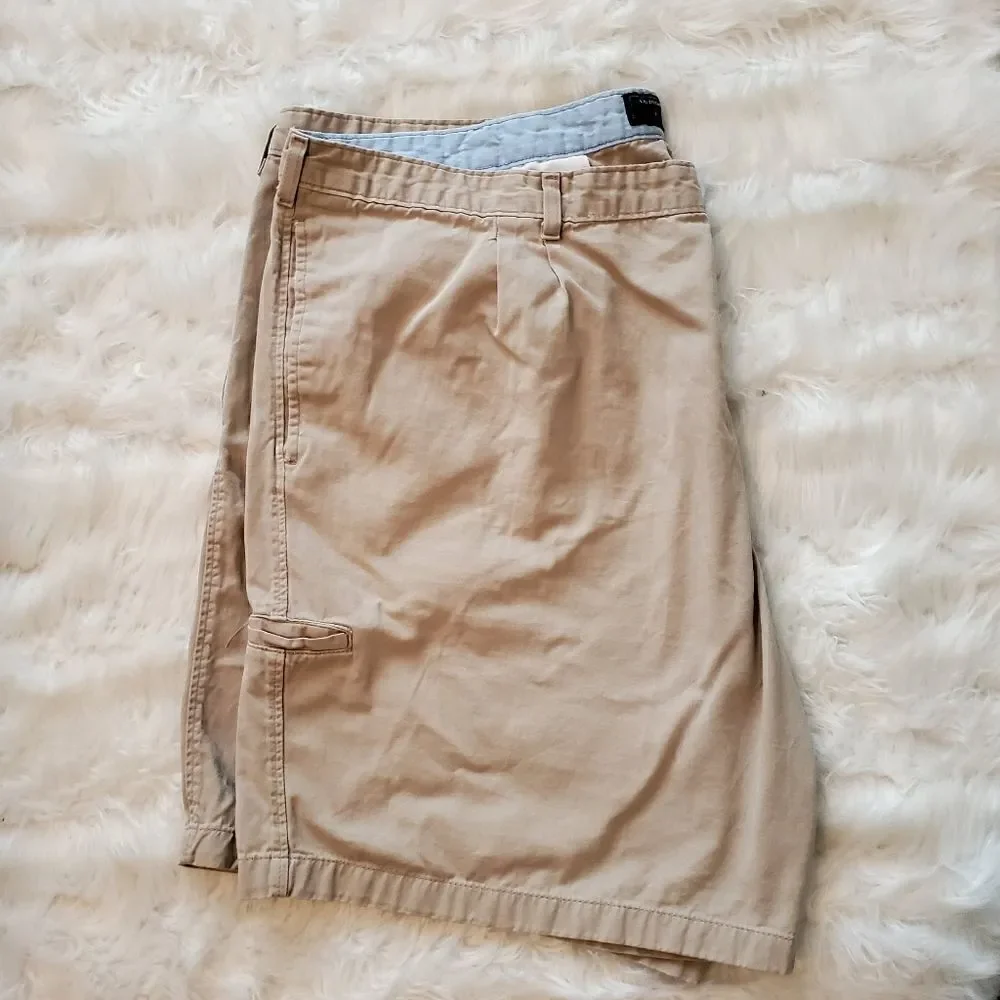Saddlebred Men's Big And Tall Pleated Front Kahki Shorts Size 50W